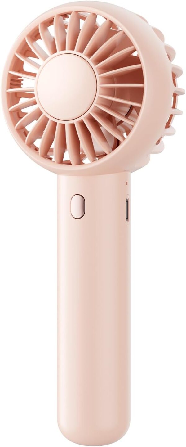 Mini Portable Fan, Small and Powerful, Cute Design 3 Speed Personal Handheld fan and Desktop with Base, Lightweight USB Rechargeable for Travel Lash Makeup Girl Women Summer Gift Pink