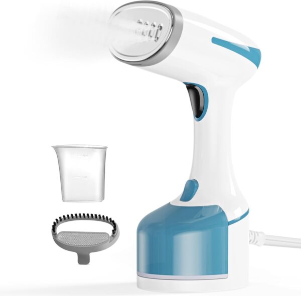 1500W Steamer for Clothes With 250ml Water Tank, 20S Fast Heat-up Portable Handheld Garment, 2 in 1 Fabric Wrinkle Remover and Clothing Iron with Brush - Blue