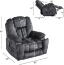 Large Power Lift Recliner Chair with Massage, Heat, and USB for Elderly, Overstuffed Wide Recliners, Heavy Duty and Safety Motion Reclining Mechanism, Gray