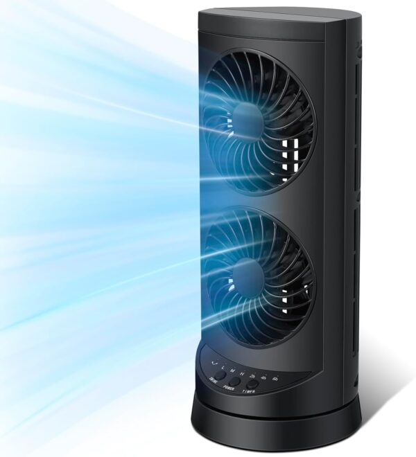 Personal Tower Cooling Fans that Blow Cold Air, Standing Small Desk Fan with 3 Speeds & Timer, 60° & 110° Oscillating Table Fan, Quiet and Safe Electric Floor Fan for Bedroom, Bedside, Home, Office