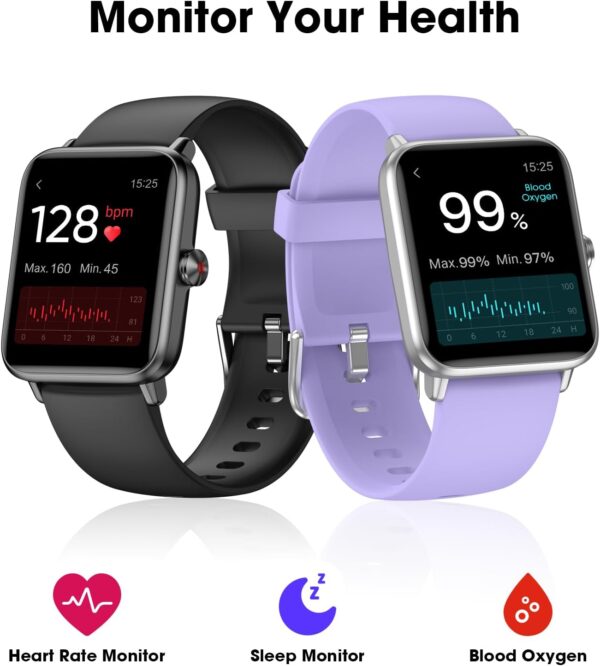 Smart Watch, Fitness Tracker with Heart Rate Monitor, Blood Oxygen, Sleep Tracking, 1.5 Inch Touchscreen Smartwatch for Android iOS Swimming Waterproof Pedometer Step Calories Tracker for Women Men - Image 2