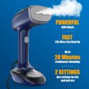 Powerful Handheld Fabric Steamer - 1800W with Fast Ceramic Heat-Up Plate, 2-in-1 Ironing & Wrinkle Remover, Steam Nozzle, Lint Brush - Blue, for US 120V Only