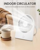 Portable USB Desk Mini FAN, USB-A Corded Powered Small Personal Fan, Foldable Office Desk Accessories for Home, Desktop, 3-speed Hangable Cruise Essentials with Strong Wind, White