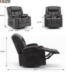 Recliner Chair Massage Rocker with Heated 360 Degree Swivel  Recliner Single Sofa Seat with Cup Holders for Living Room (Gray)
