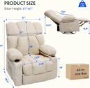 360° Swivel Rocker Recliner, Oversized Massage Rocker Recliner Chair with Heating, Cup Holders, USB Charging Port, Swivel Glider Sofa for Living Room Nursery, Beige (XRC3)