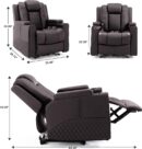 Power Recliner Chair PU Leather Electric Massage Recliner Sofa for Living Room Home Theater Seating with Cup Holders and LED Lighting(Brown)