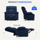 Dual  Motor Power Lift Recliner Chair for Elderly, Electric Lay Flat Recliner w/Massage & Heat, Fabric Reclining Sofa w/USB Ports for Living Room Bedroom, Blue(XL5) by