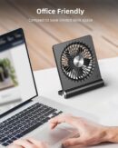 Portable Desk Fan, 3.5-20hrs Battery Operated Small USB Fan with Ultra Quiet 220° Tilt Folding, Rechargeable Personal Fan with 3 Speeds Strong Wind for Home Office Desktop, Black