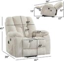 Power Lift Recliner Chair with Massage and Heat for Elderly, Overstuffed Wide Recliners, Heavy Duty and Safety Motion Reclining Mechanism with USB Ports, 2 Concealed Cup Holders, Beige