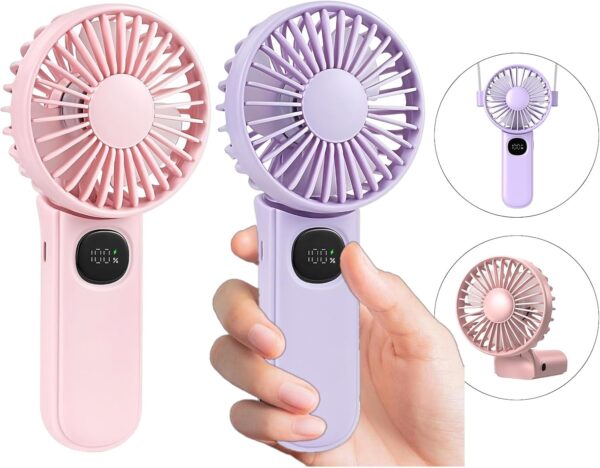 2-Pack 5-Speed Mini Fan Handheld Fan Portable Fan For Travel Essentials,Small Fan Personal Fan Neck Fan Travel Fan Hand Held Fan For Summer essentials,Disney World Essentials,Birthday Gifts for Women
