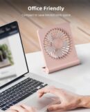 Portable Desk Fan, 3.5-20hrs Battery Operated Small USB Fan with Ultra Quiet 220° Tilt Folding, Rechargeable Personal Fan with 3 Speeds Strong Wind for Home Office Desktop, Pink