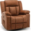 Rocker Recliner Chair, Glider Recliner Chairs for Adults, 360° Swivel Recliner with Massage and Heating, Rocking Recliner Chair with Side Pockets and USB for Living Room, Nursery, Bedroom