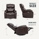 Genuine Leather Swivel Rocker Recliner Chair with Massage and Heat, Power Rocker Recliner with Manual Headrest, USB Charging, Elegant Sofa for Living Room & Nursery, Brown (XR4L)