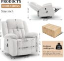Rocker Recliner Chair, Glider Recliner Chairs for Adults, 360° Swivel Recliner with Massage and Heating, Rocking Recliner Chair with Side Pockets and USB for Living Room, Nursery, Bedroom