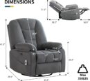 Power Swivel Rocker Recliner Chair for Adults,Rocking Reclining Chair for Living Room with Massage and Heat, Electric Fabric Recliner Sofa Chair with USB and Type-C Port (Gray)