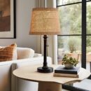 19.5" Small Table Lamp for Bedroom - Bedside Lamps for Nightstand, Black Table Lamp for Living Room with Fabric Shade, Desk Reading Lamp for Kids Room Living Room Office Dorm