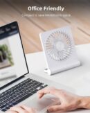Portable Desk Fan, 3.5-20hrs Battery Operated Small USB Fan with Ultra Quiet 220° Tilt Folding, Rechargeable Personal Fan with 3 Speeds Strong Wind for Home Office Desktop, White