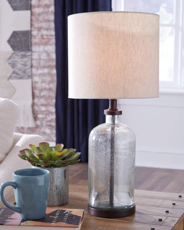 Signature Design by   22.5" Seeded Glass Table Lamp, Bronze - Image 2