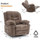 Power Swivel Rocker Recliner with Massage and Heat, USB Port, Infinite Position, Overstuffed Electric Glider Rocking Chairs Living Room, Soft Fabric Reclining Sofa Chair(Mocha)