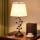 USB Charging Bedside Nightstand Lamp for Living Room and Bedroom - Traditional Tall Retro Desk Lamp with USB-A and USB-C Ports