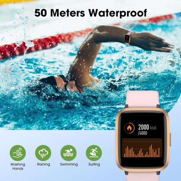 Fitness Tracker Watch with Heart Rate Monitor, Activity Tracker with Pedometer, Sleep Monitor, Calories & Step Counter,  Waterproof Smart Watch for Women Men Health Fitness Watch for Sports - Image 2
