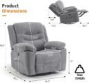 Power Swivel Rocker Recliner with Massage and Heat, USB Port, Infinite Position, Overstuffed Electric Glider Rocking Chairs Living Room, Soft Fabric Reclining Sofa Chair(Misty Gray)